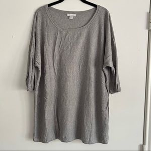 Garnet Hill Oversized Grey Silk Blend Dolman Half Sleeve Pullover Knit Top